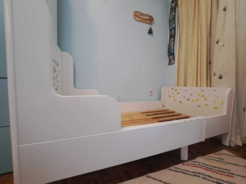 Vand pat copii  Extensibil + somiera alb  IKEA ( 2 bucati )