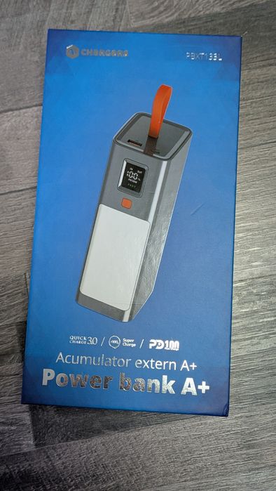 Power Bank A+ 40.000 mAh, 100W, PD, Fast Charge,Lanternă, Nou