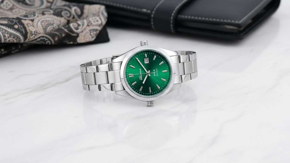 Ceas Barbati Argintiu+Verde