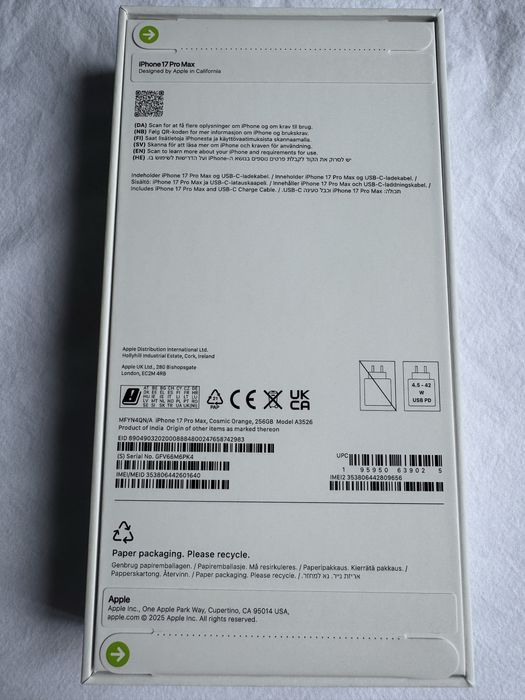 Iphone 17 Pro  Max 256G. Si 512g