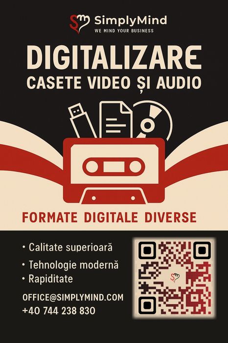 Digitalizare casete video (VHS, MiniDV, Hi8 etc.) – MP4 de calitate, l
