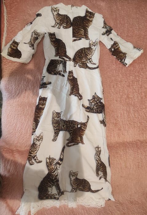 Dolce&Gabbana Bengal Cat Print Cady Midi Dress