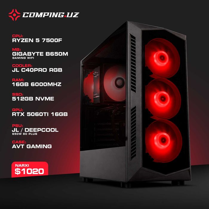 Ryzen 5 7500F / 16GB 6000MHz / 512Gb NVMe / RTX5060Ti 16Gb