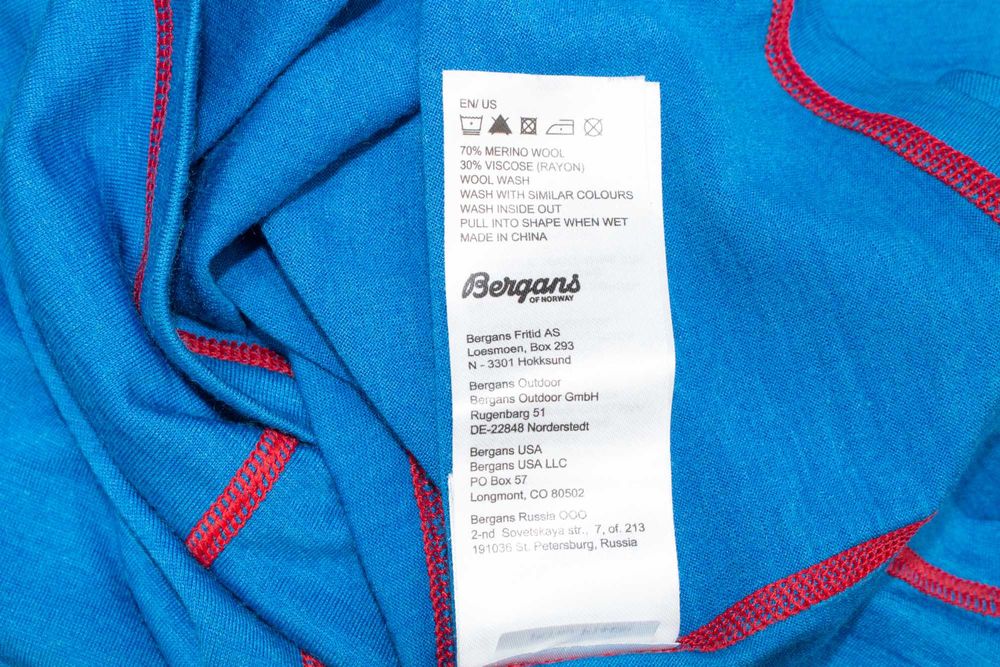 Bergans мъжка блуза от мериносна вълна дълъг ръкав термо бельо синя L