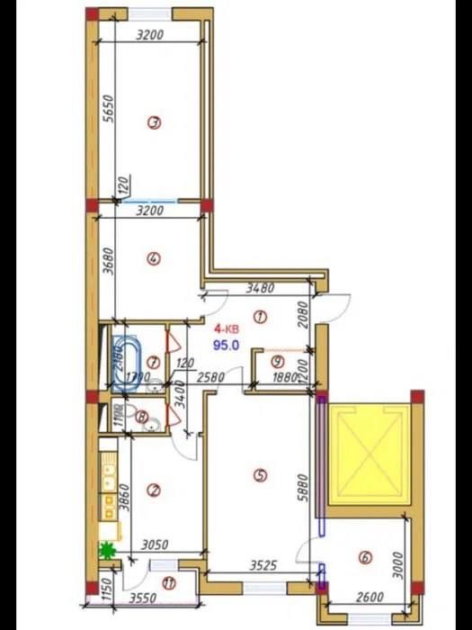 ЖК Nukus avenue  квартира 3-х комнатная, 98м2.