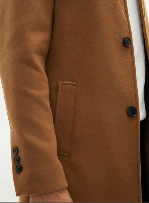 Palton slim 44 XL Jack & Jones NOU lana moale premium camel