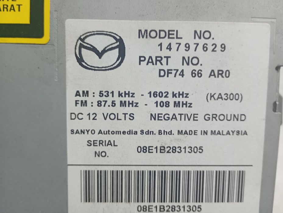 Radio cd 14797629 Mazda 2 DE (2007 - 2010) 1.4 benzina ZJ