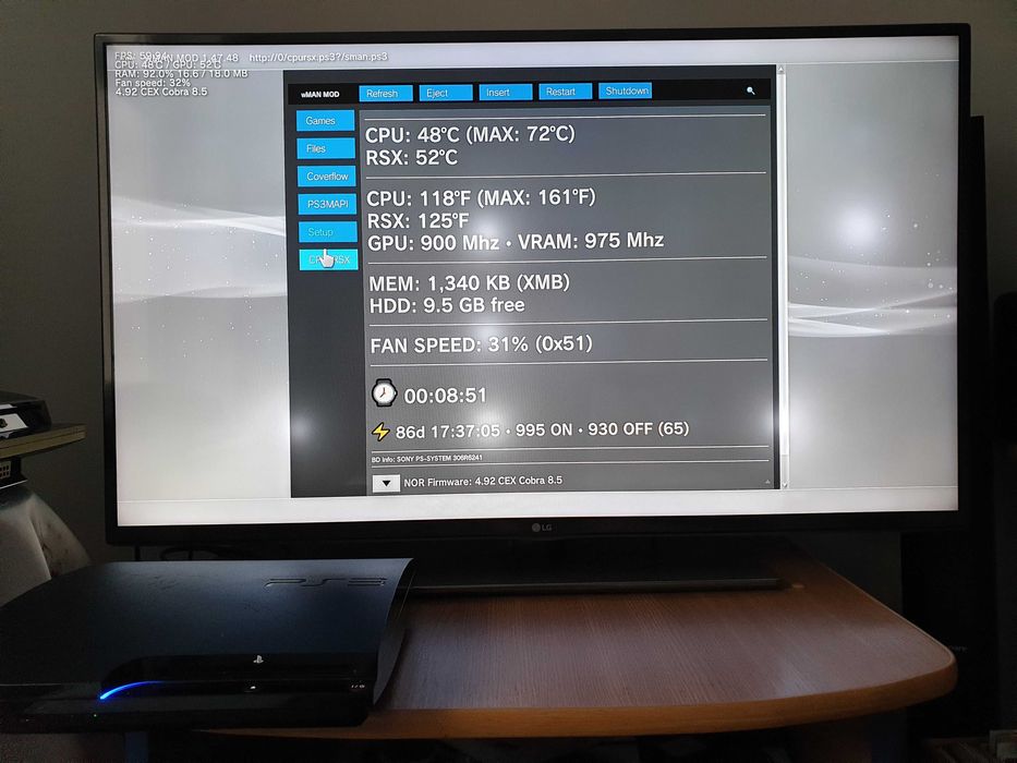 PS3 modat CFW 500 GB Overclock 900 / 975 + 40 jocuri (GTA V, NFS, CoD)