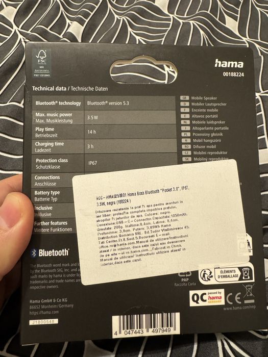 Boxa portabila HAMA POCKET 3.0 NOU sigilat