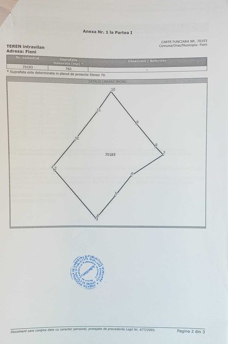 Teren intravilan pentru casa Fieni 760 mp