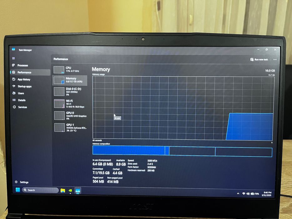 Laptop MSI thin gf63