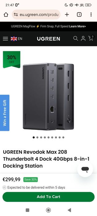 Hub 8in1 thunderbolt 4/ USB 4 Ugreen 208 nou