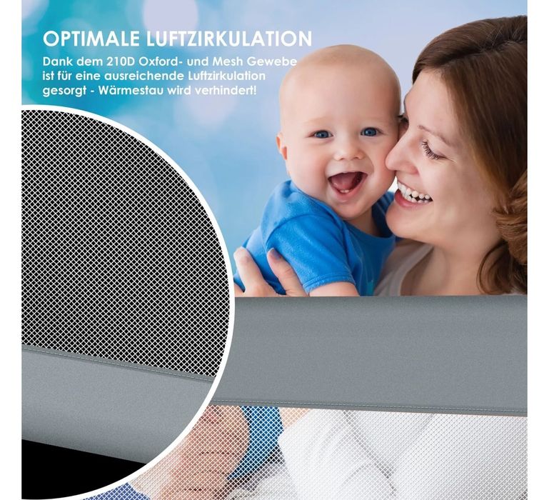 Защитна ограда за детско легло, размери 180 см x 44 см x 72-96 см