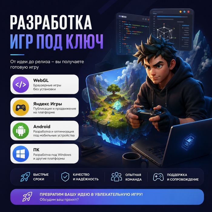 Разработка игр под ключ | WebGL, Яндекс Игры, Android, ПК