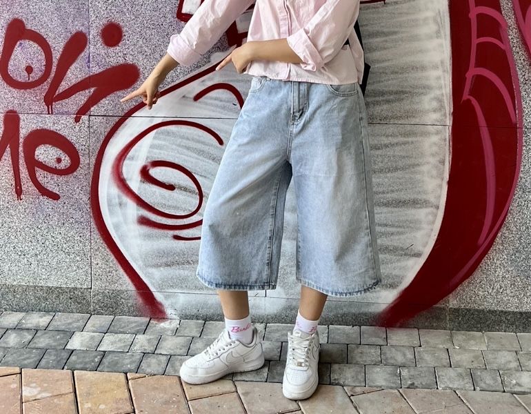 Удлиненные джинсовые шорты