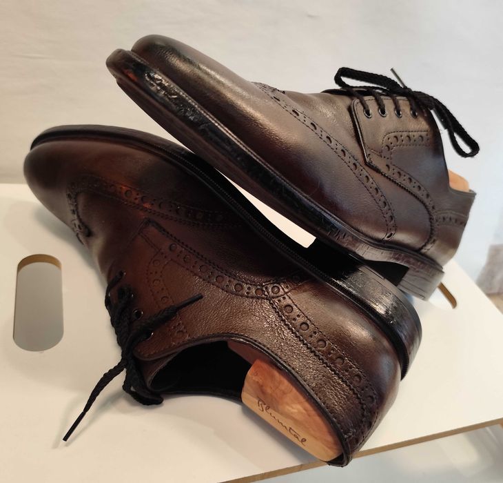 Pantofi derby brogue 45 premium GEOX 45 NOI piele naturala moale maro