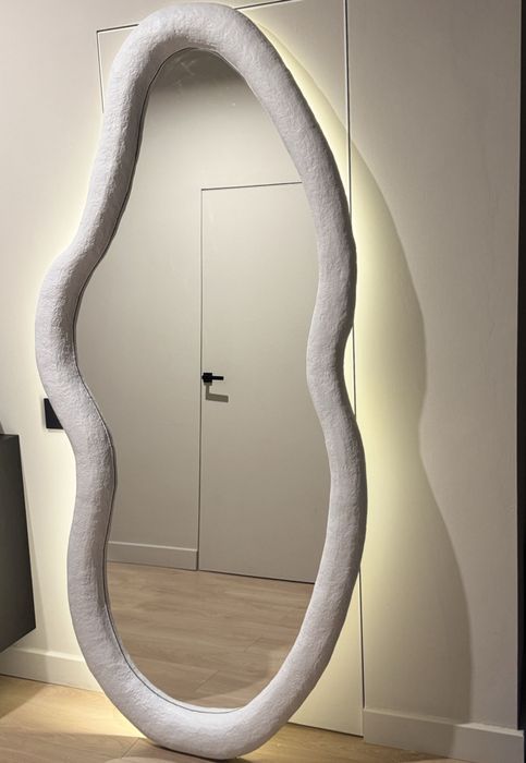 Oglinda decorativa/Oglinda mare handmade LED stil wabisabi – unicat