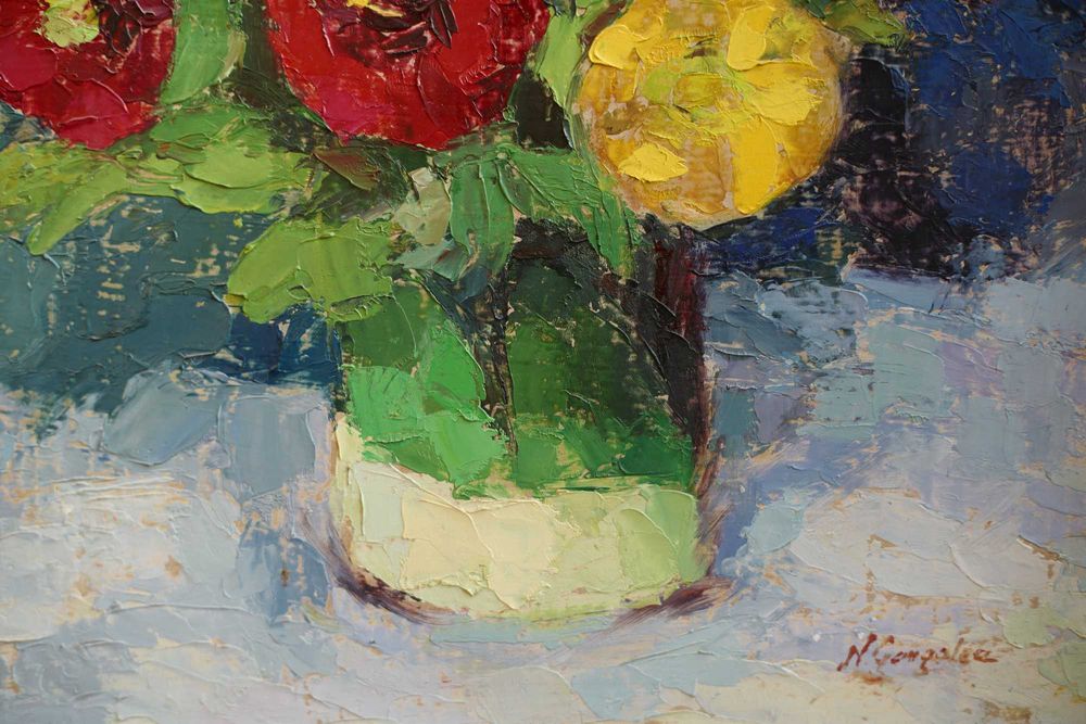 Tablou original N. Gangolea 38,5 x 33 cm ulei pe pânză