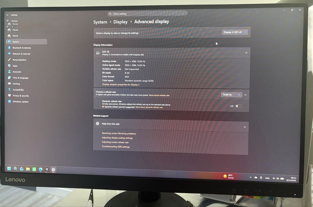 Vand Monitor Lenovo