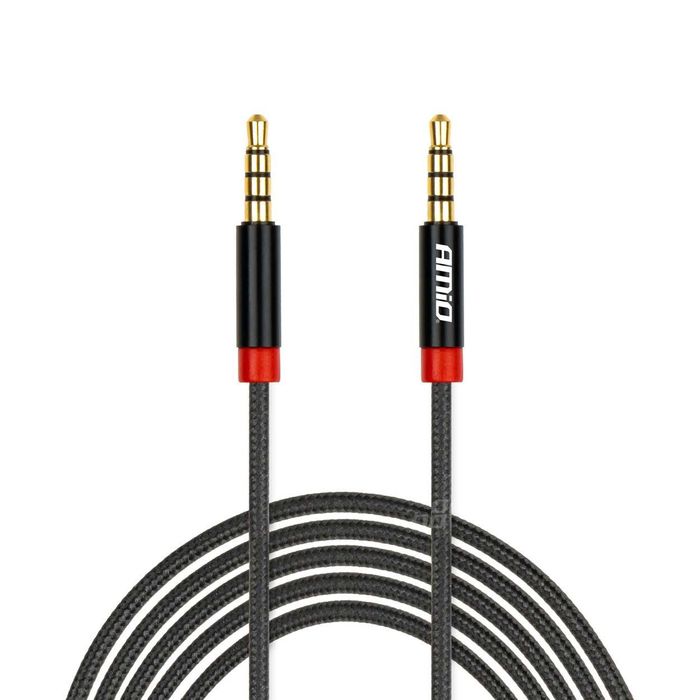 Aux mini jack кабел 3.5mm оплетен 100cm amio-03269