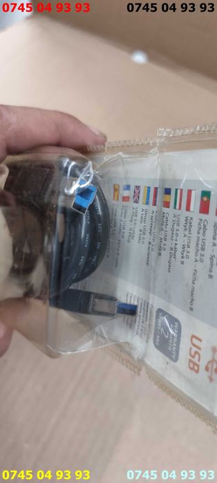 cablu usb 3.0 A-B 3 metri mufa albastra