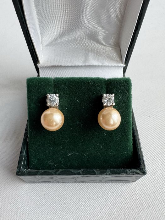 Cercei din argint, perla si zircon