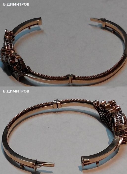 Старинна златна гривна с диаманти