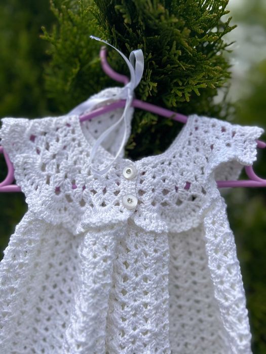 Set rochita si pantofi fetita crosetate, 0-3 luni, calitate excelenta