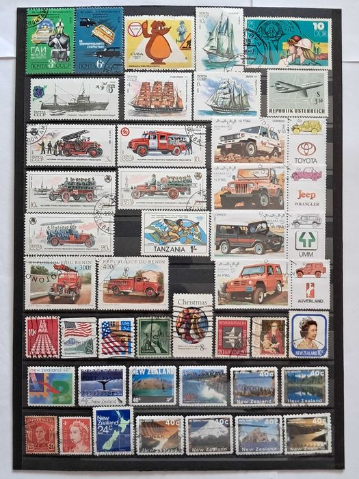 Пощенски марки тема ”Превозни средства”.
