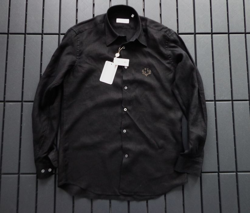 Мъжка ленена риза -L.P  с бродирано лого