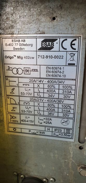 Aparat de sudura ESAB 400 Amperi