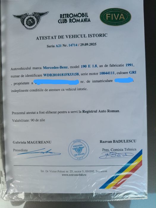 Vand Mercedes Benz W201 190 E