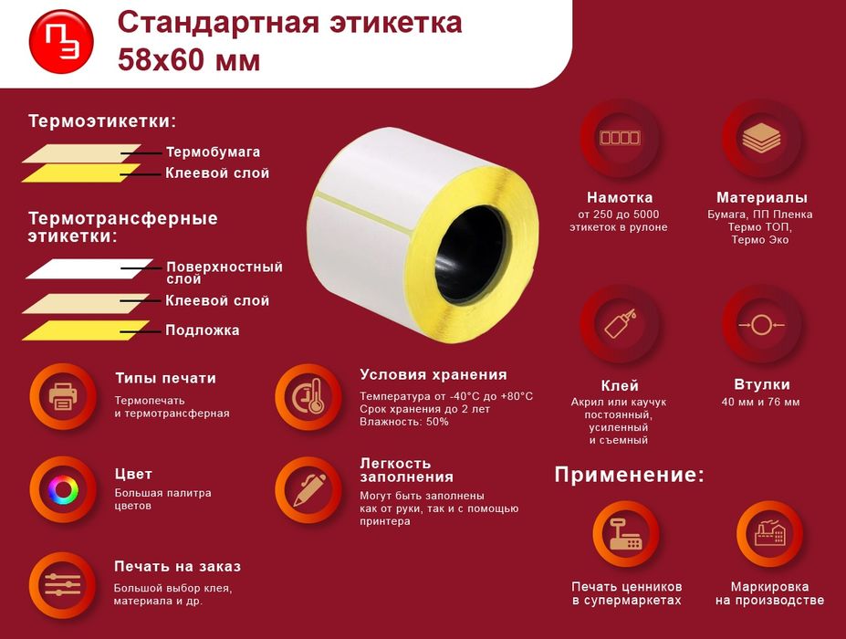 Этикетка термо стикер наклейкиа