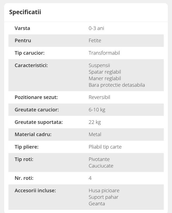 Vand carucior copil 0-3 ani