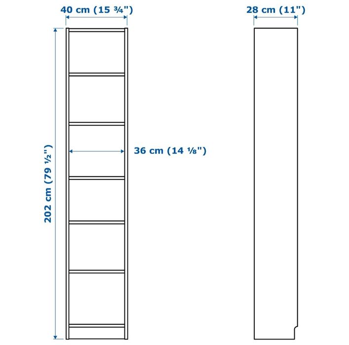 Biblioteca, BILLY, alb, 40x28x202 cm