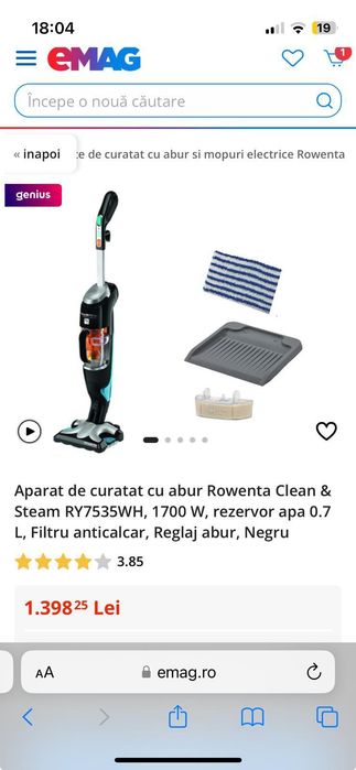 Aspirator vertical Rowenta cu mop
