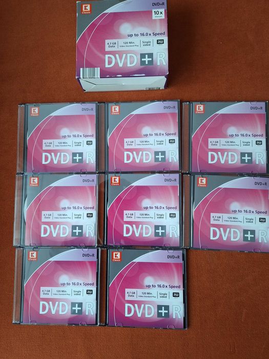 DVD+R, 16x, 4.7GB, 120 Min, Single sided, 8 buc