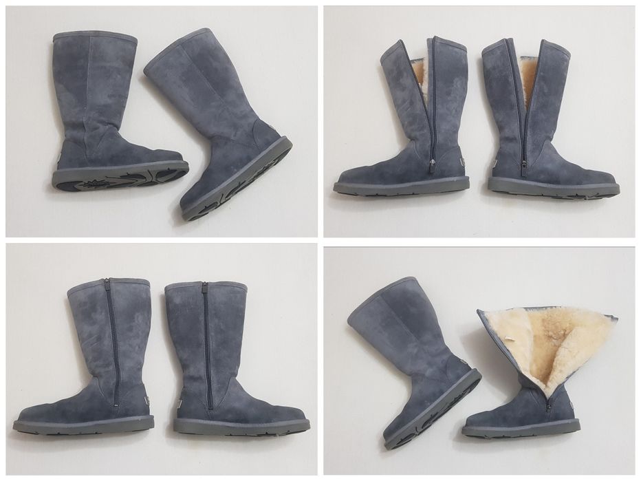 Cizme UGG Australia inalte cu fermoar, piele si blană naturală, nr 38