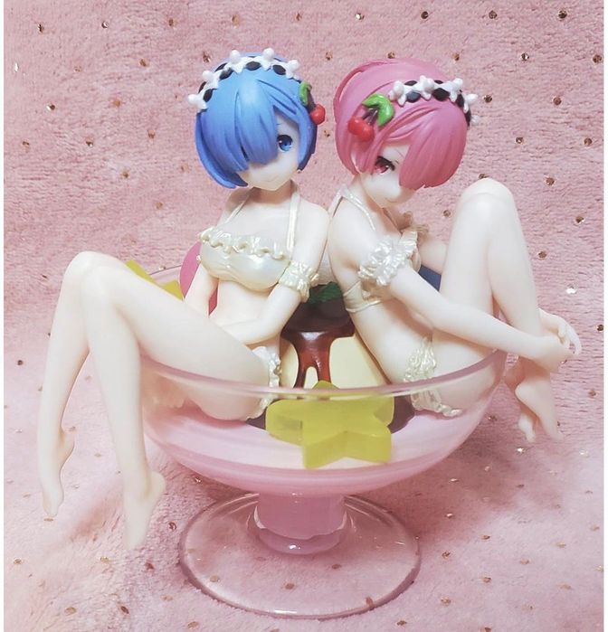 Rezero Rem and ram pudding cup рем рам аниме фигурка