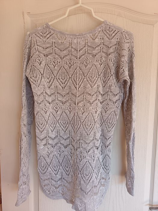 Pulovăr casual damă tricotat, albastru argintiu