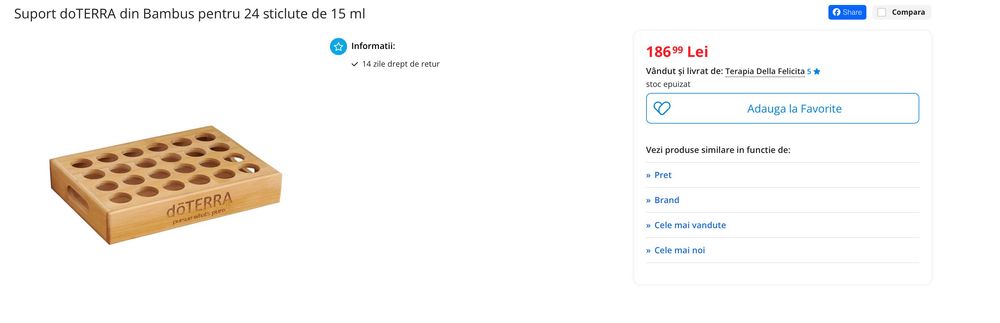 Cutie suport depozitare lemn uleiuri esențiale doterra