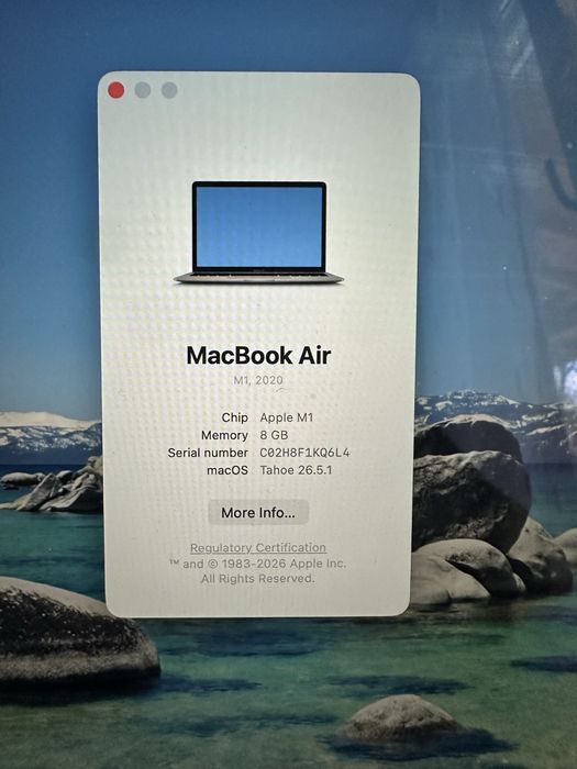 Macbook air M1 2020 256gb 8gb ram