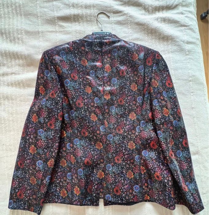 Jachetă damă Maximum Chic cu fermoar, model floral, piele întoarsă
