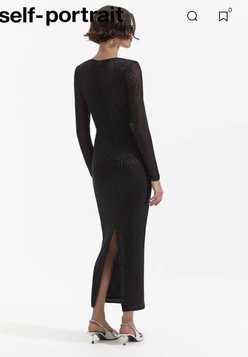 Rochie de seara Self Portrait neagra cu margele