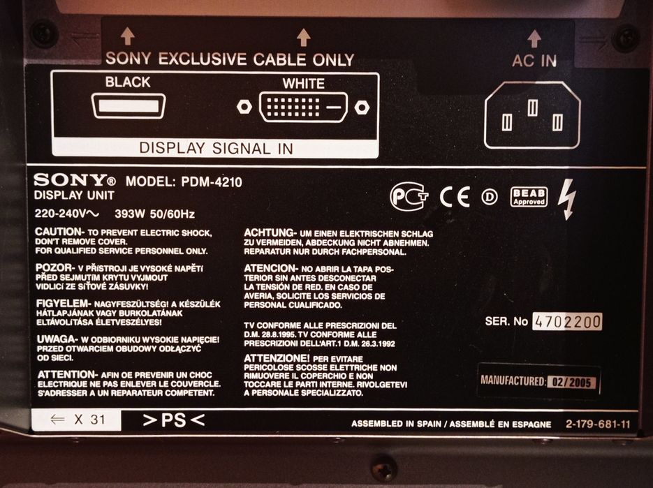 Телевизор Sony Wega PDM 4210