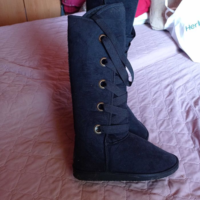 Черни равни ботуши до средата на коляното, размер 8