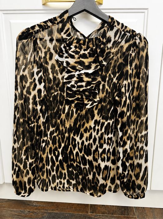 Camasa leopard volane usor transparenta 34/XS