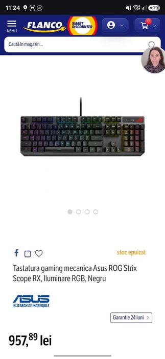 Asus ROG Strix Scope RX – Tastatură Gaming Mecanică – Ca Nouă