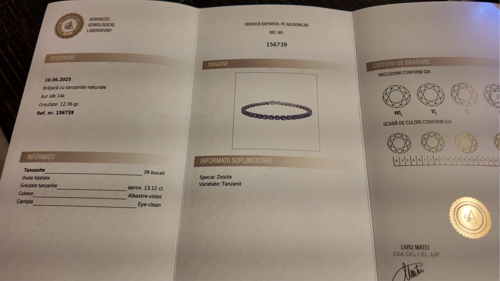 Vand bratara tenis tanzanite naturale