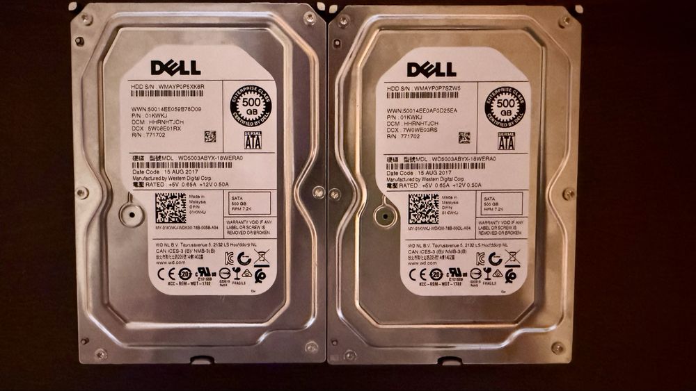 2 x HDD Enterprise Dell RE4 500GB SATA 7200rpm